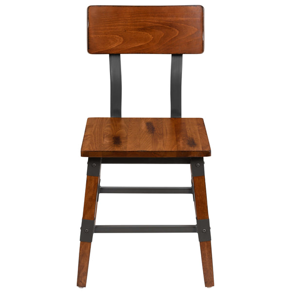 Walnut |#| 2 Pack Commercial Grade Rustic Antique Walnut Industrial Style Wood Dining Chair