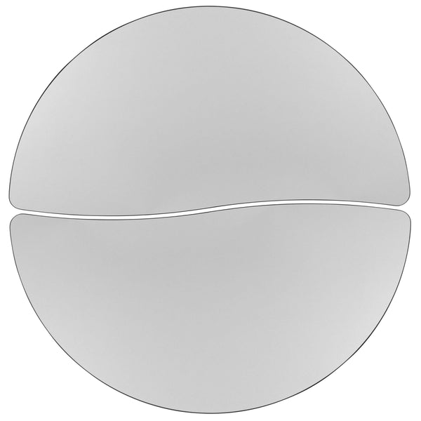 Grey |#| 2 Piece 47.5inch Circle Wave Flexible Grey Adjustable Activity Table Set