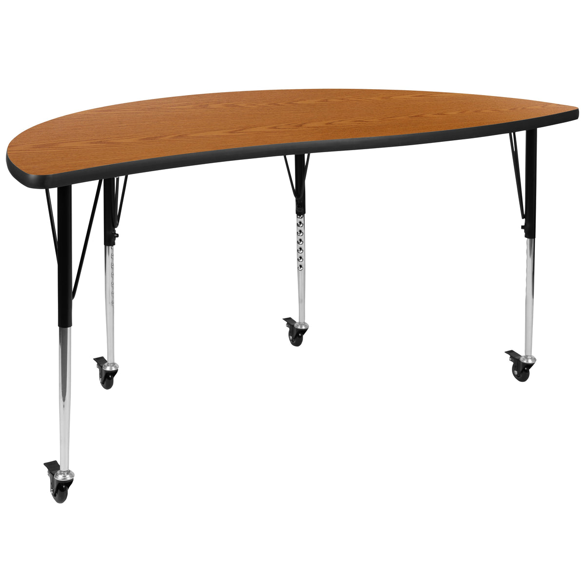 Oak |#| 2 Piece Mobile 60inch Circle Flexible Oak Adjustable Activity Table Set