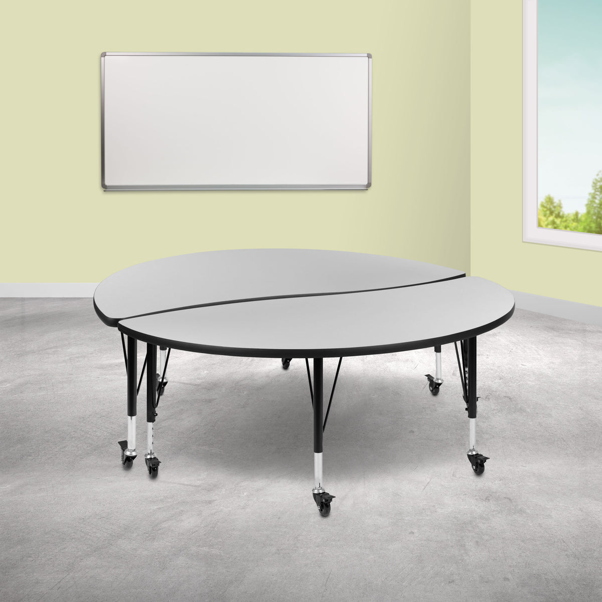 Grey |#| 2 Piece Mobile 60inch Circle Flexible Grey Kids Activity Table Set