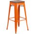 30" High Backless Metal Barstool with Square Wood Seat