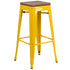 30" High Backless Metal Barstool with Square Wood Seat