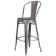 30inch High Clear Coated Barstool with Back and Wood Seat