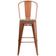 Copper |#| 30inch High Copper Metal Barstool with Back and Wood Seat