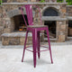 Purple |#| 30inch High Purple Metal Barstool with Back and Wood Seat