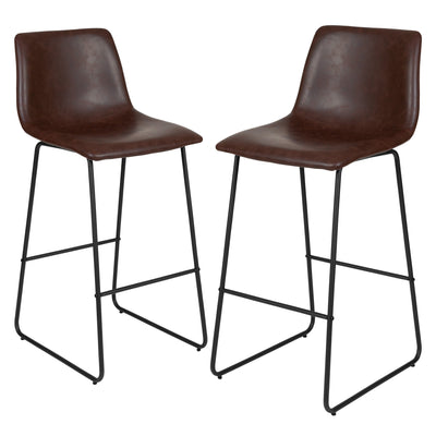 30 Inch Commercial Grade LeatherSoft Bar Height Barstools, Set of 2