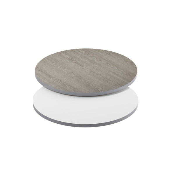 White/Gray |#| 30inch Round Table Top with White or Gray Reversible Laminate Top
