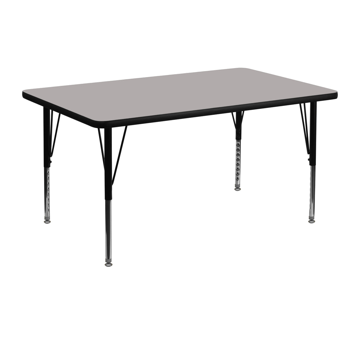 Gray |#| 30inchW x 48inchL Rectangular Grey HP Laminate Activity Table - Height Adjustable Legs