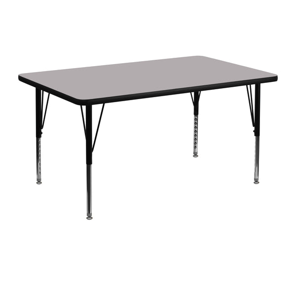 Gray |#| 30inchW x 48inchL Rectangular Grey Thermal Laminate Adjustable Activity Table