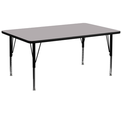 30''W x 72''L Rectangular Thermal Laminate Activity Table - Height Adjustable Short Legs