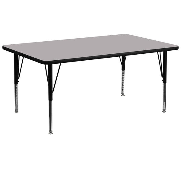 Gray |#| 30inchW x 72inchL Rectangular Grey Thermal Laminate Adjustable Activity Table