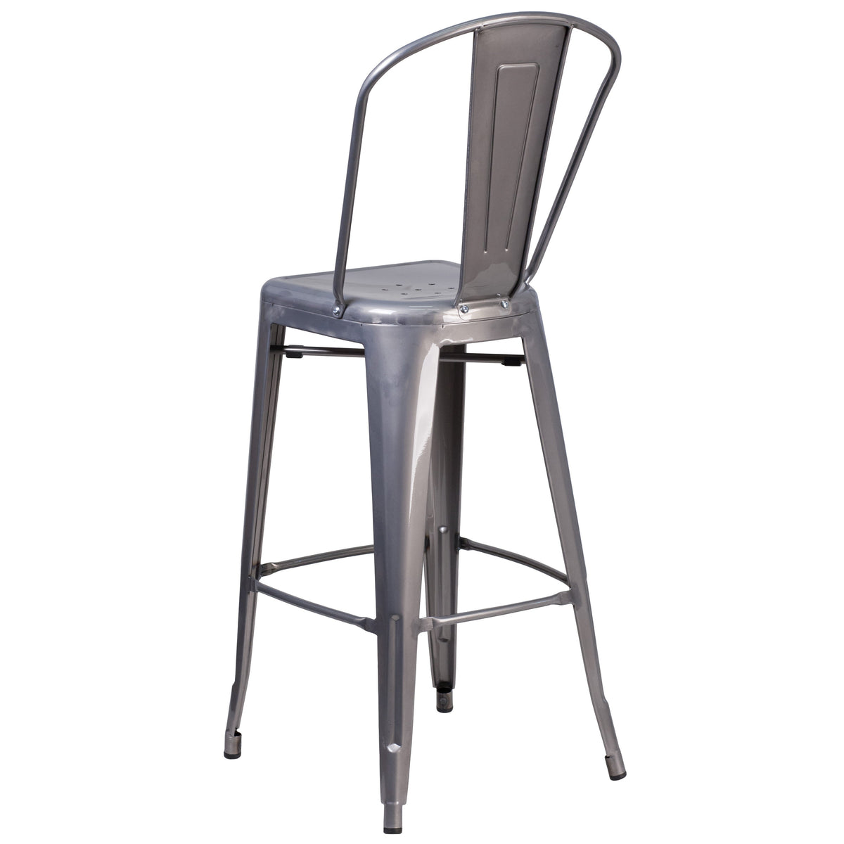 30inch High Clear Coated Indoor Barstool with Back