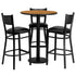 30'' Round Laminate Table Set with 3 Grid Back Metal Barstools