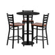 30inch Round Black Laminate Table Set with 3 Metal Barstools - Cherry Wood Seat