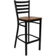 30inch Round Black Laminate Table Set with 3 Metal Barstools - Cherry Wood Seat