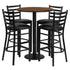 30'' Round Laminate Table Set with Round Base and 4 Ladder Back Metal Barstools