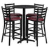 30'' Round Laminate Table Set with X-Base and 4 Ladder Back Metal Barstools