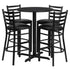 30'' Round Laminate Table Set with X-Base and 4 Ladder Back Metal Barstools