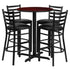 30'' Round Laminate Table Set with X-Base and 4 Ladder Back Metal Barstools