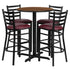 30'' Round Laminate Table Set with X-Base and 4 Ladder Back Metal Barstools