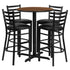 30'' Round Laminate Table Set with X-Base and 4 Ladder Back Metal Barstools