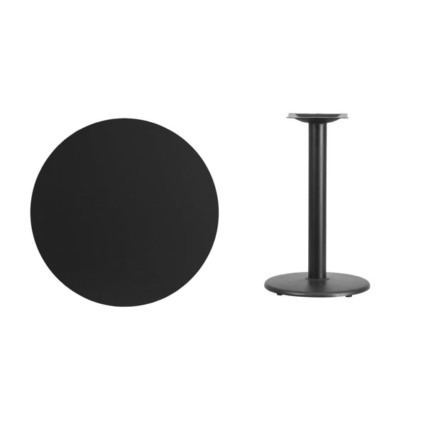 Black |#| 30inch Round Black Laminate Table Top with 18inch Round Table Height Base