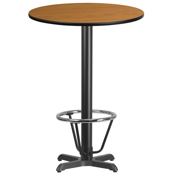 Natural |#| 30inch Round Natural Laminate Table Top & 22inchx 22inch Bar Height Base with Foot Ring