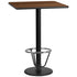 30'' Square Laminate Table Top with 18'' Round Bar Height Table Base and Foot Ring