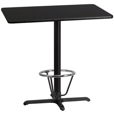 30'' x 42'' Rectangular Laminate Table Top with 23.5'' x 29.5'' Bar Height Table Base and Foot Ring