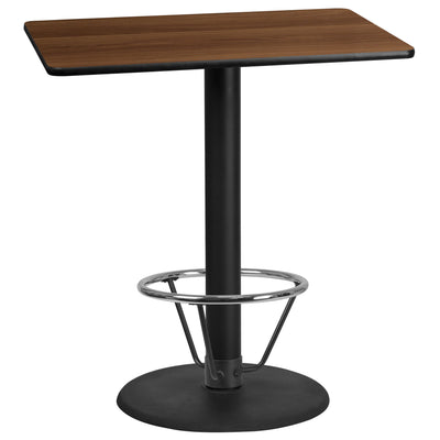 30'' x 42'' Rectangular Laminate Table Top with 24'' Round Bar Height Table Base and Foot Ring