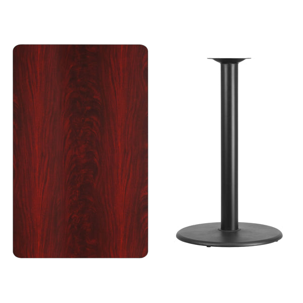 Natural |#| 30inch x 48inch Natural Laminate Table Top with 24inch Round Bar Height Table Base