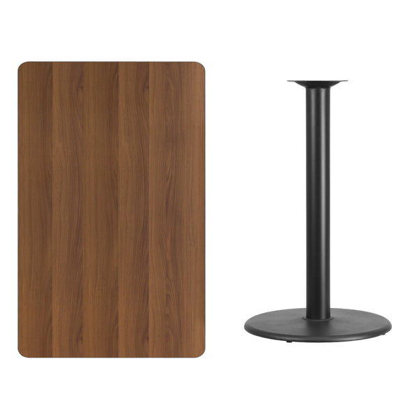 Mahogany |#| 30inch x 48inch Mahogany Laminate Table Top with 24inch Round Bar Height Table Base