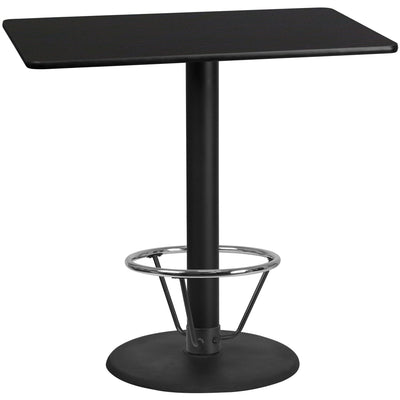 30'' x 48'' Rectangular Laminate Table Top with 24'' Round Bar Height Table Base and Foot Ring