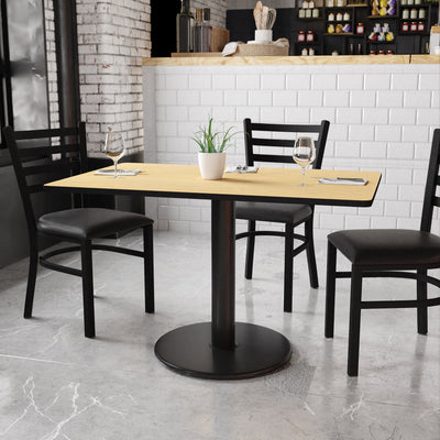 30'' x 48'' Rectangular Laminate Table Top with 24'' Round Table Height Base