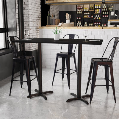 30'' x 60'' Rectangular Laminate Table Top with 22'' x 22'' Bar Height Table Bases - View 2