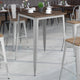 Silver |#| 31.5inch Square Silver Metal Indoor Bar Height Table with Walnut Rustic Wood Top