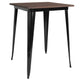Black |#| 31.5inch Square Black Metal Indoor Bar Height Table with Walnut Rustic Wood Top