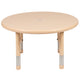 Natural |#| 33inch Round Natural Plastic Height Adjustable Activity Table - School Table for 4