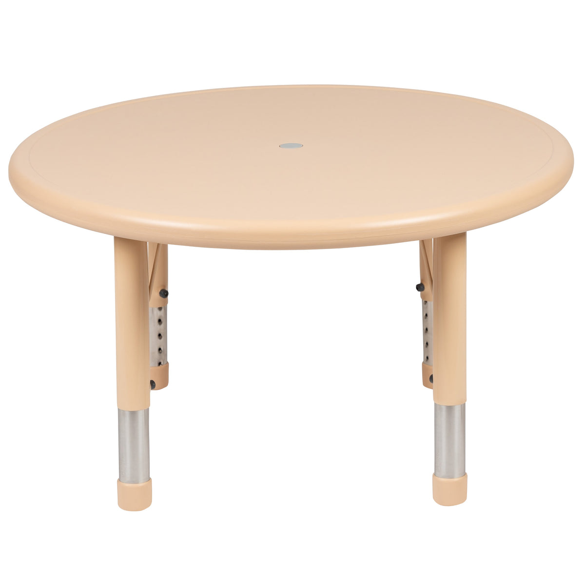 Natural |#| 33inch Round Natural Plastic Height Adjustable Activity Table - School Table for 4