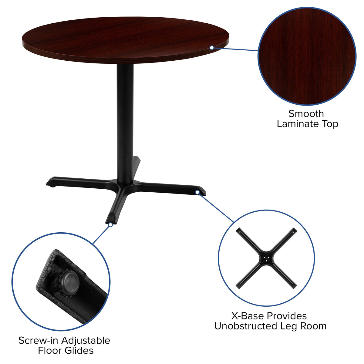 Mahogany |#| 36inch Round Multi-Purpose Conference Table in Mahogany - Meeting Table for Office