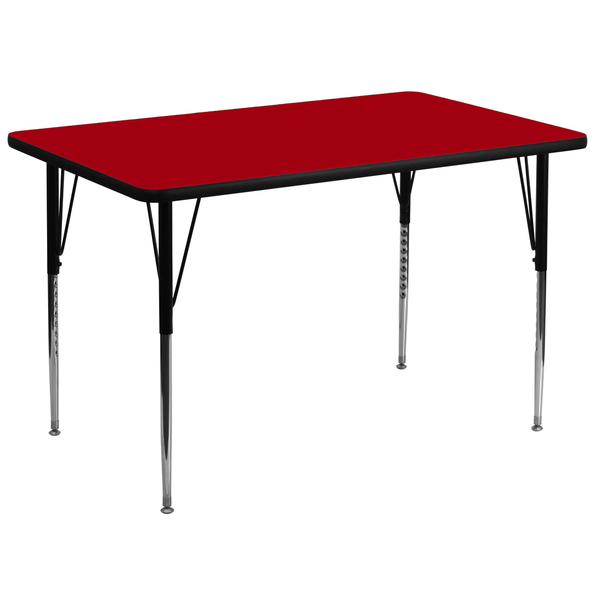 Red |#| 36inchW x 72inchL Rectangular Red Thermal Laminate Adjustable Activity Table