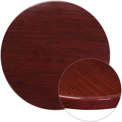 36'' Round High-Gloss Resin Table Top with 2'' Thick Drop-Lip