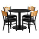36inch Round Black Laminate Table Set with 4 Metal Chairs - Black Vinyl Seat