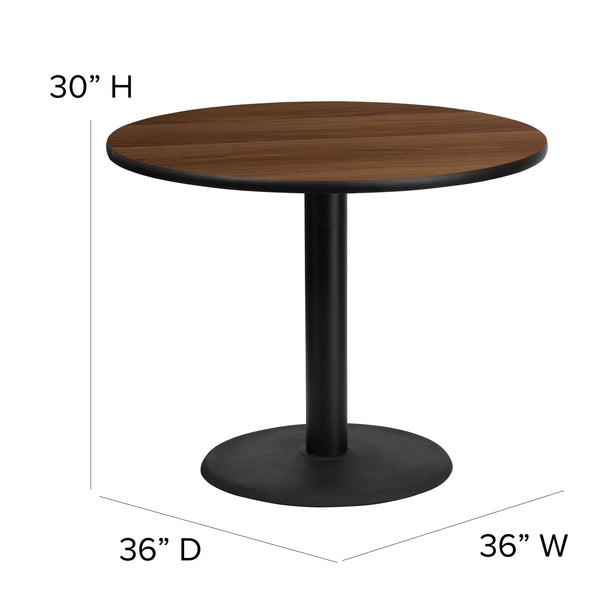 Black Top/Black Vinyl Seat |#| 36inch Round Black Laminate Table Set with X-Base and 4 Black Banquet Chairs