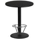 Black |#| 36inch Round Black Laminate Table Top & 24inch Round Bar Height Base with Foot Ring