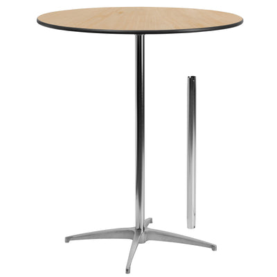 36'' Round Wood Cocktail Table with 30'' and 42'' Columns