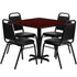 36'' Square Laminate Table Set with X-Base and 4 Trapezoidal Back Banquet Chairs