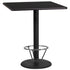 36'' Square Laminate Table Top with 24'' Round Bar Height Table Base and Foot Ring