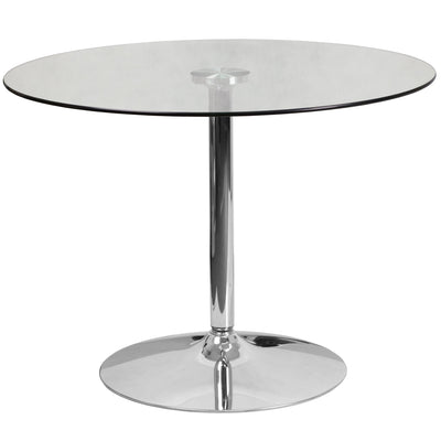 39.25'' Round Glass Table with 29''H Chrome Base