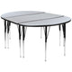Grey |#| 3 Piece 76inch Oval Wave Flexible Grey Adjustable Activity Table Set